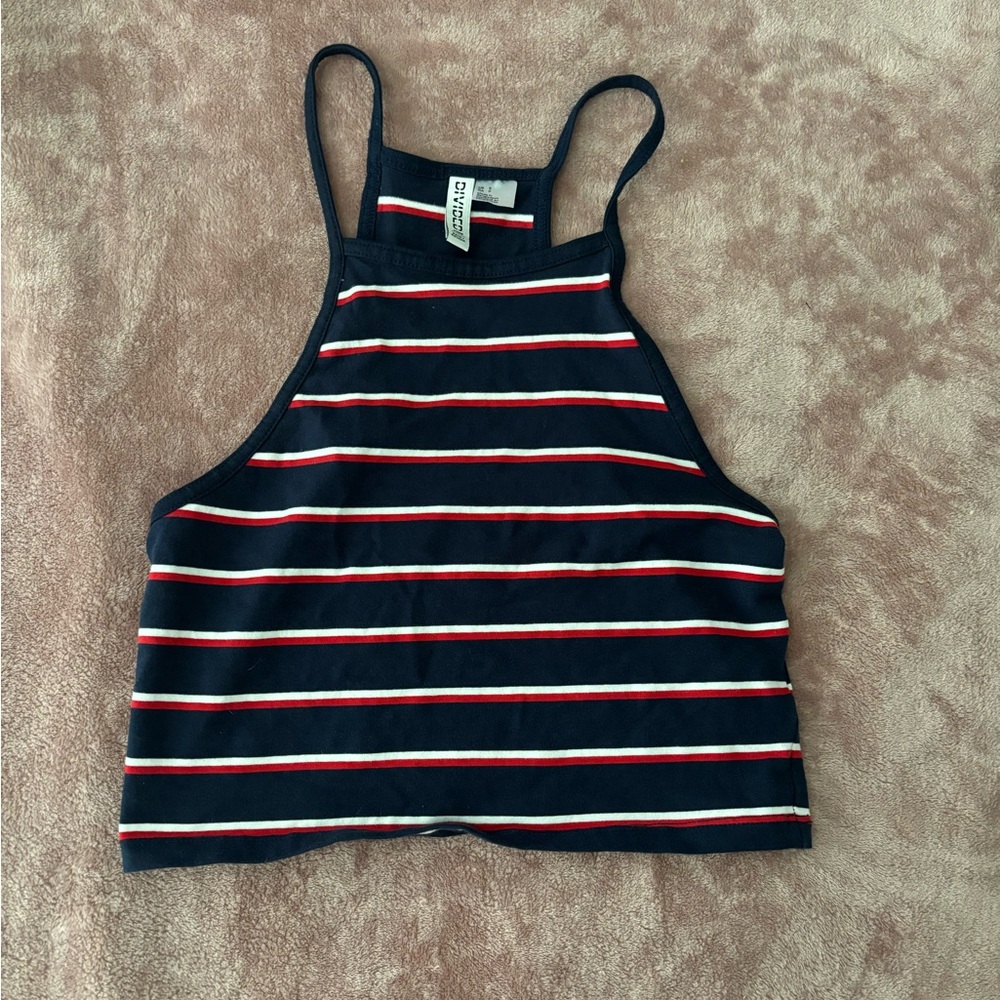 H&M Navy and Red Striped Tank Top